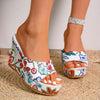 New Summer Plus Size Anti-Slip Waterproof Platform Printed High-Heeled Wedge Sandals