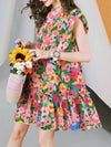 Floral Fantasy: Holiday Fashion A-Line Dress with Ruffled Hem