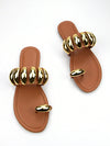 Pretty in Pink: Stylish Lycra Flat Sandals with Gold Buckle Detail