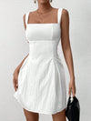 Sophisticated Elegance: Square Neck Back Tie Backless Ruched Bodycon Dress