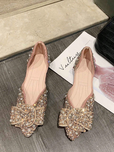 Chic Spring Slip-On Flat Shoes with Diamond Accents for Women