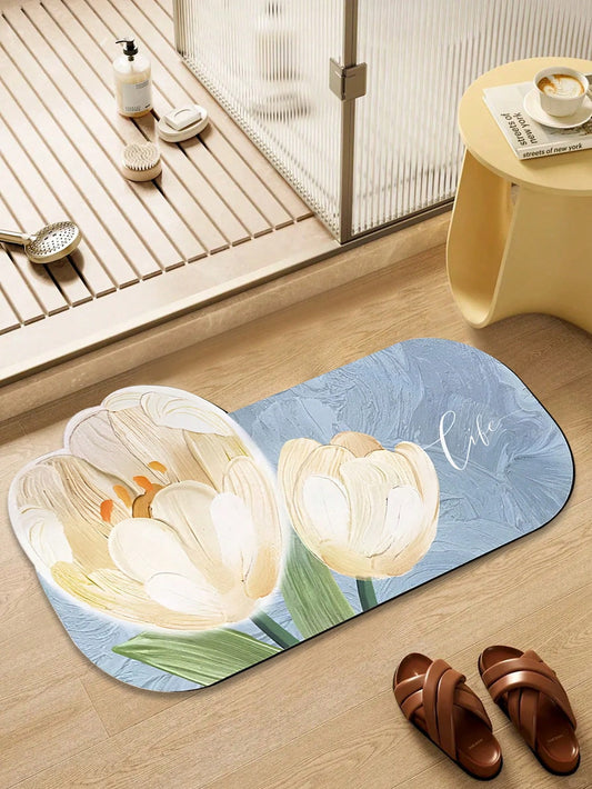 Super Absorbent Tulip Flower Bathroom Mat: Non-Slip, Anti-Dirty, and Stylish Room Decor