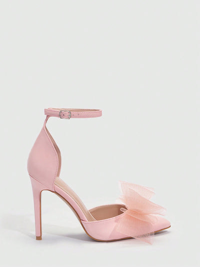 Pink Bow Point Toe Stiletto Heeled Sandals: Perfect for Valentine's Day and Summer Vacations