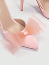 Pink Bow Point Toe Stiletto Heeled Sandals: Perfect for Valentine's Day and Summer Vacations