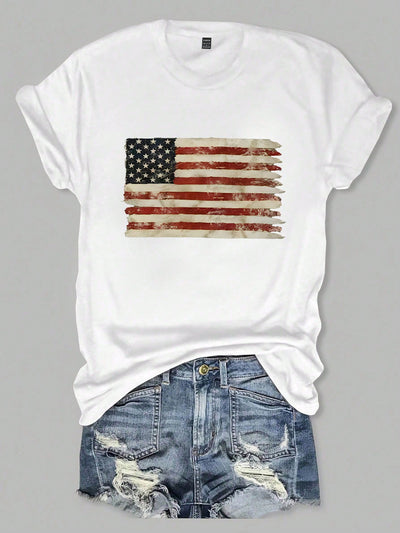 Show Your American Pride with Women's Patriotic Short Sleeve T-Shirt