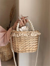 Pearl Adorned Handmade Woven Wicker Bag: The Perfect Crossbody Souvenir