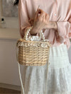 Pearl Adorned Handmade Woven Wicker Bag: The Perfect Crossbody Souvenir