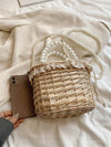 Pearl Adorned Handmade Woven Wicker Bag: The Perfect Crossbody Souvenir