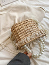 Pearl Adorned Handmade Woven Wicker Bag: The Perfect Crossbody Souvenir