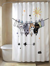 Cat Lover's Dream: Anti-Mildew Cat Printed Shower Curtain with Hooks - Modern Bathroom Decoration