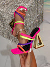 Chic Multi-Colored High-Heeled Pyramid Mules: Versatile Glamour for Every Occasion