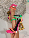 Chic Multi-Colored High-Heeled Pyramid Mules: Versatile Glamour for Every Occasion