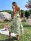 Blooming Beauty: Women's Floral Print Halter Neck Sleeveless A-Line Dress