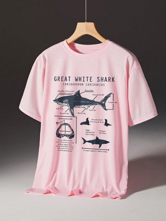 Summer Shark Attack: Men's Casual Fit Tee with Slogan Print