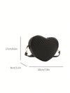 Romantic Heart-Shaped Crossbody Bag with V-Shaped Embossed Pattern - Perfect for Women