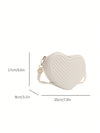 Romantic Heart-Shaped Crossbody Bag with V-Shaped Embossed Pattern - Perfect for Women