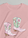 Trendy Boot Print Summer Tee for Women - Stylish and Comfortable T-Shirt