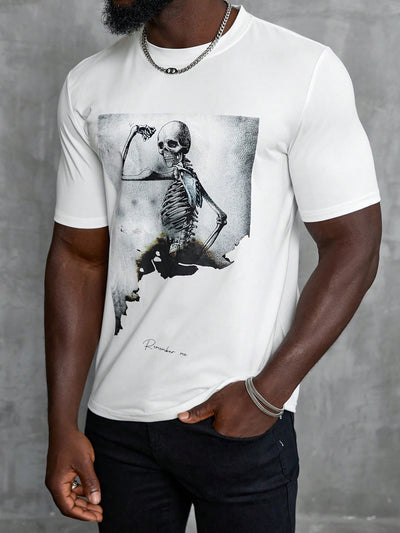 Men's Funny Skull Printed Casual T-Shirt - A Fun Twist on Classic Style