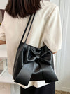 Chic Bow-Decorated PU Leather Shoulder Bag for Women - Stylish, Lightweight, and Spacious