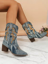 Stylish Embroidered Mid-Calf Boots: Chic Wedge Heels and Cozy Fur Collar