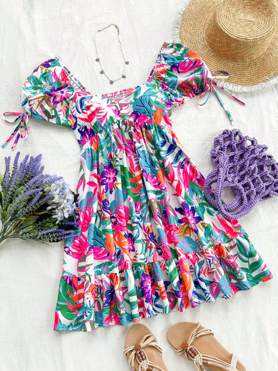 Flower Power: Women's Vacation Watercolor Romantic Flowers Dress