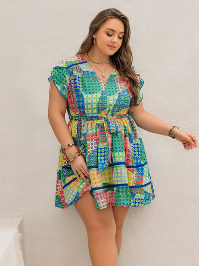 Bohemian Paradise: Printed Plus Size Women's Vacation Dress