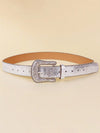 Shiny Silver Metallic Carved Buckle Belt: A Western Cowboy Style Accessory for Trendy Streetwear and Partywear
