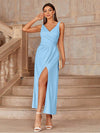 Ruched Sleeveless Evening Party Dress: Formal Ball Gown for Summer