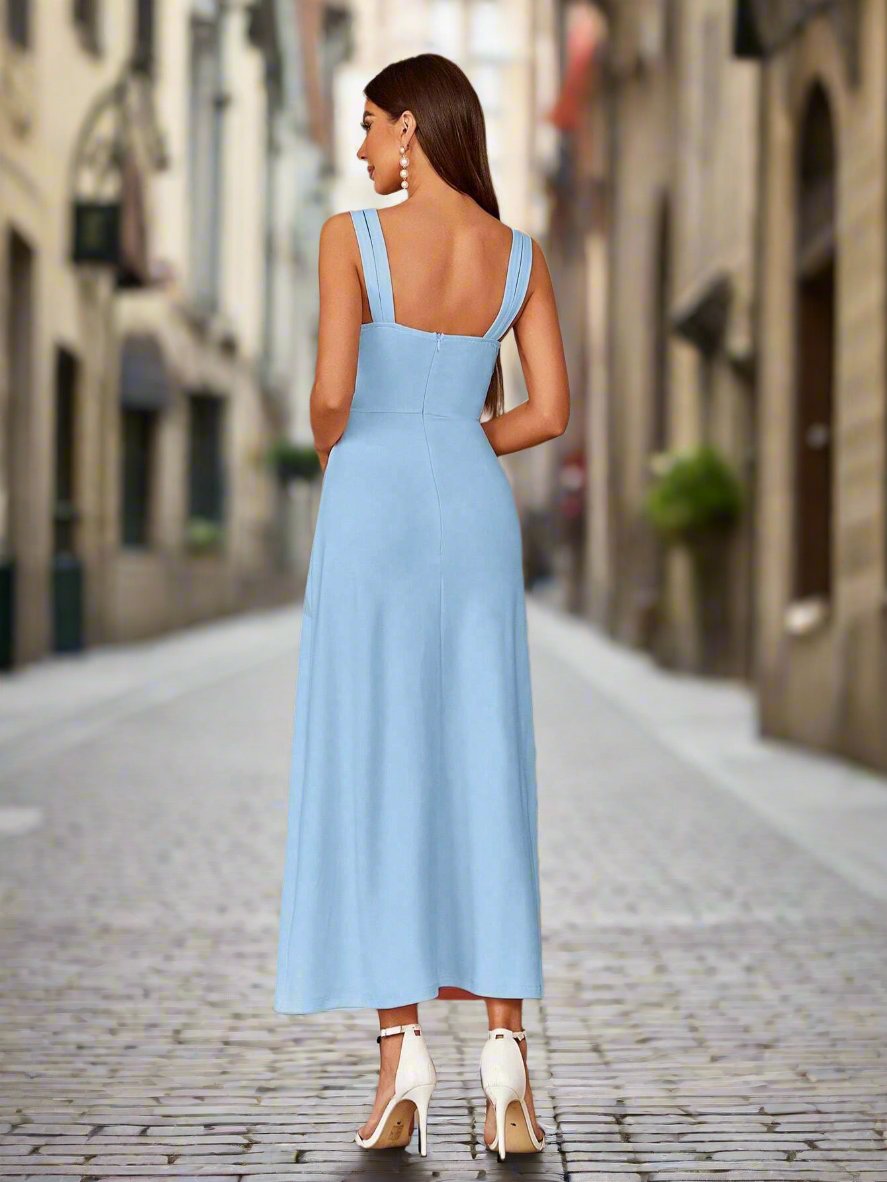 Effortlessly elegant, the Ruched Sleeveless Evening Party Dress is the perfect option for any formal summer occasion. With its flattering ruched design and sleeveless cut, this dress will keep you looking chic and comfortable throughout the night. Perfect for those warm summer evenings, this dress is a must-have for any fashion-forward wardrobe.