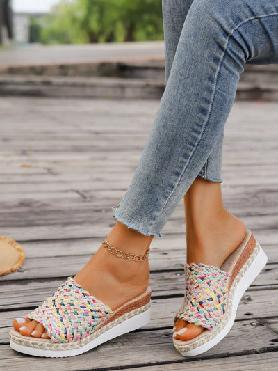 New Arrival: Vibrant Woven Wedge Platform Sandals for Women