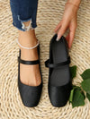 Chic Retro French Ankle Strap Flat Sandals - Square Toe Slip-Ons for Effortless Elegance