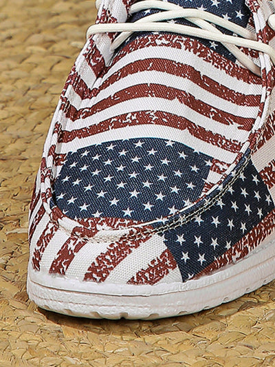 4th of July Vibes: Women's Colorful Canvas Sneakers for Lightweight & Breathable Walking