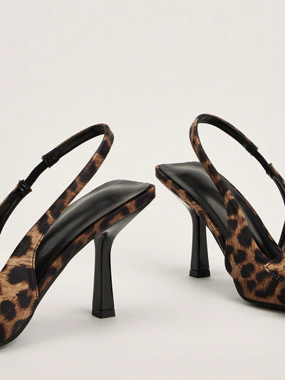 Wild Nights: Leopard Print Pointed Toe Heels with Bowknot and Ankle Straps