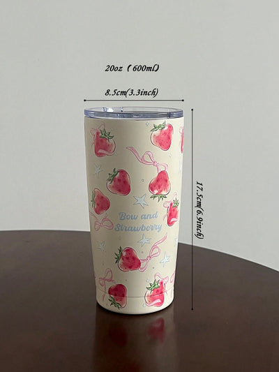 Sweet Strawberry Bowknot Insulated Cup: Perfect Holiday or Birthday Gift