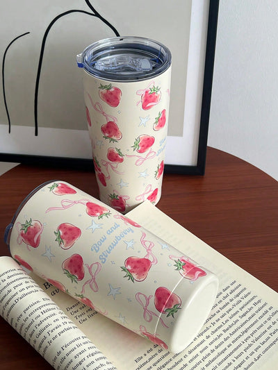 Sweet Strawberry Bowknot Insulated Cup: Perfect Holiday or Birthday Gift