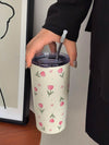 Original Pink Tulip Heart Shaped Stainless Steel Insulated Cup - The Perfect Gift for Any Occasion