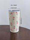 Original Pink Tulip Heart Shaped Stainless Steel Insulated Cup - The Perfect Gift for Any Occasion