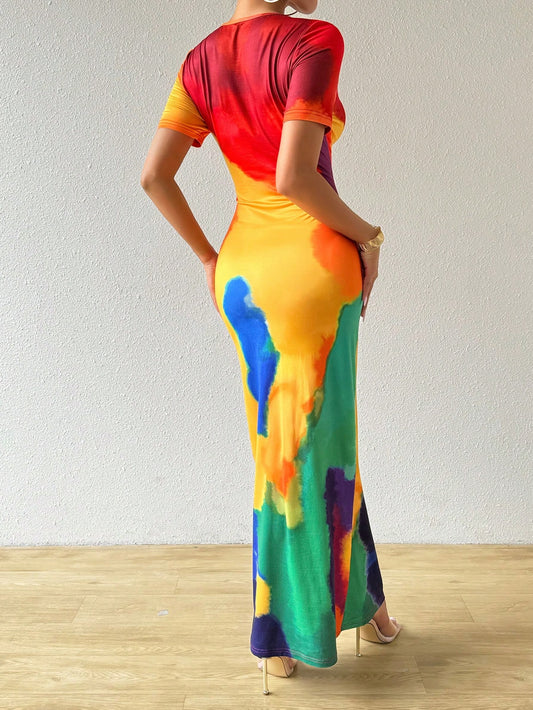 Chic and Stylish: Women's Tie-Dye Mermaid Style Bodycon Dress