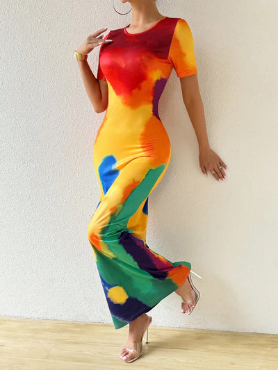 Chic and Stylish: Women's Tie-Dye Mermaid Style Bodycon Dress