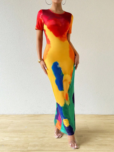 Chic and Stylish: Women's Tie-Dye Mermaid Style Bodycon Dress