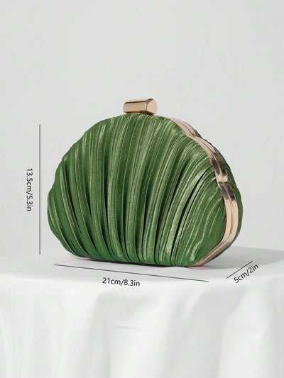 Elegant Pleated Satin Evening Clutch with Chain Strap - Perfect for Prom and Formal Events