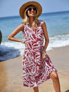 Beach Chic: Women's Tropical Plant Printed Sleeveless Casual Tank Dress for Vacation