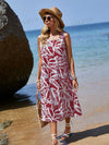 Beach Chic: Women's Tropical Plant Printed Sleeveless Casual Tank Dress for Vacation