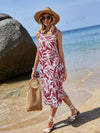 Beach Chic: Women's Tropical Plant Printed Sleeveless Casual Tank Dress for Vacation