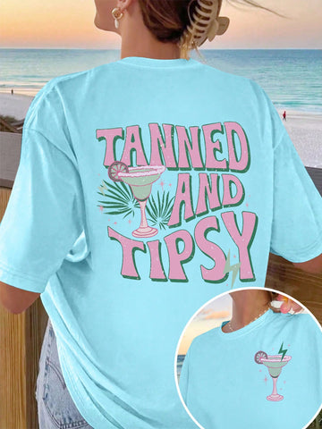 This Summer Holiday Vibes: Women's Slogan Printed Casual T-Shirt is the perfect addition to your summer wardrobe. Made with soft and breathable fabric, it features a fun and trendy slogan print. Stay comfortable and stylish all season long with this must-have t-shirt.