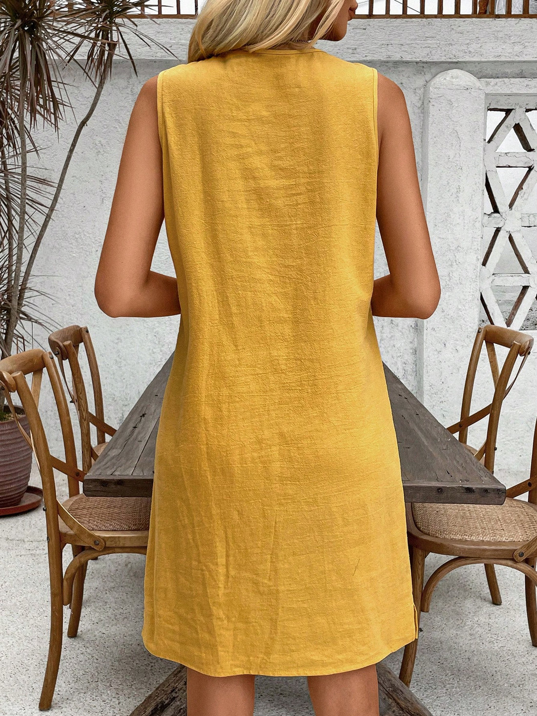 Get ready to have all eyes on you in our Chic Floral Embroidery Sleeveless Dress! Perfect for vacation or casual outings, this dress is designed with intricate floral embroidery for a touch of boho-chic. Stay stylish and comfortable in this must-have dress.