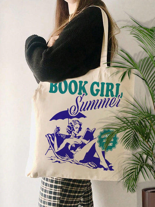 Summer Vibes Tote: Trendy Canvas Shoulder Bag for Travel & Daily Commute