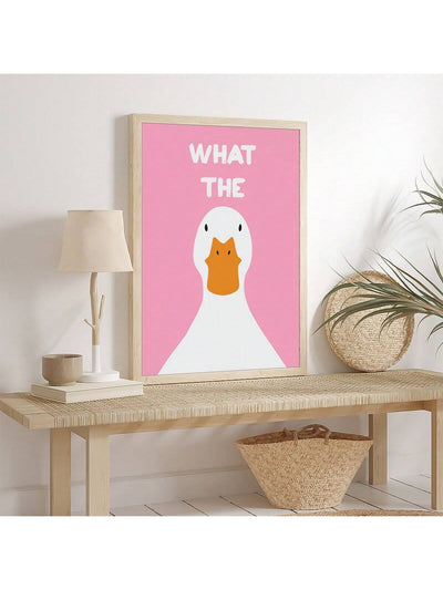 Quirky Duck Print Canvas Art: Fun Bathroom Decor for a Splash of Pink