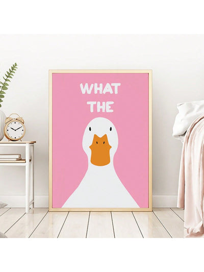 Quirky Duck Print Canvas Art: Fun Bathroom Decor for a Splash of Pink