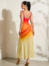 Stylish Sheer Elegance: Asymmetrical Crossed Folding Long Dress with High Side Slit